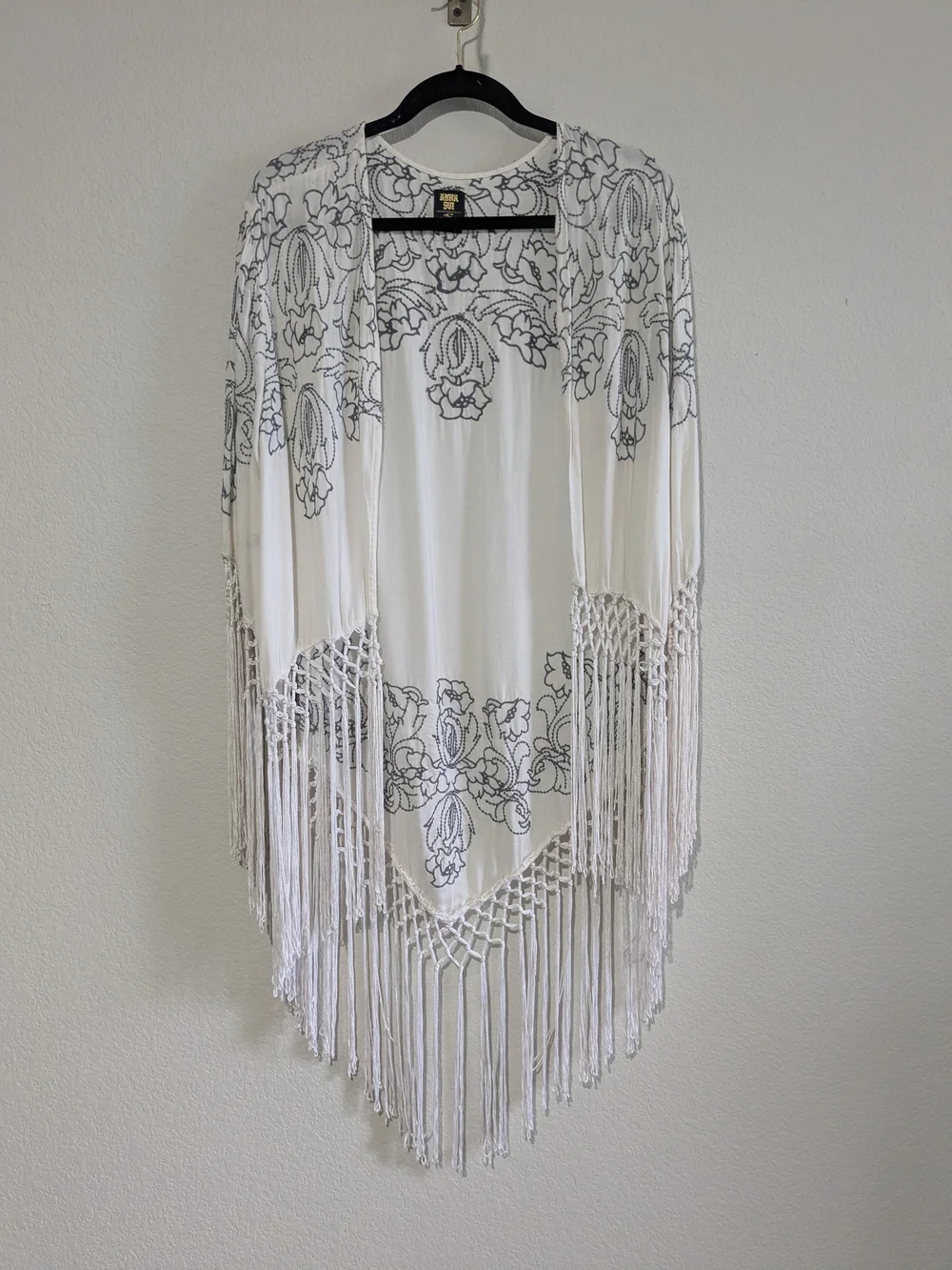 Anna Sui X O'Neill Collab Boho Fringe Tasseled Embroidered Shawl